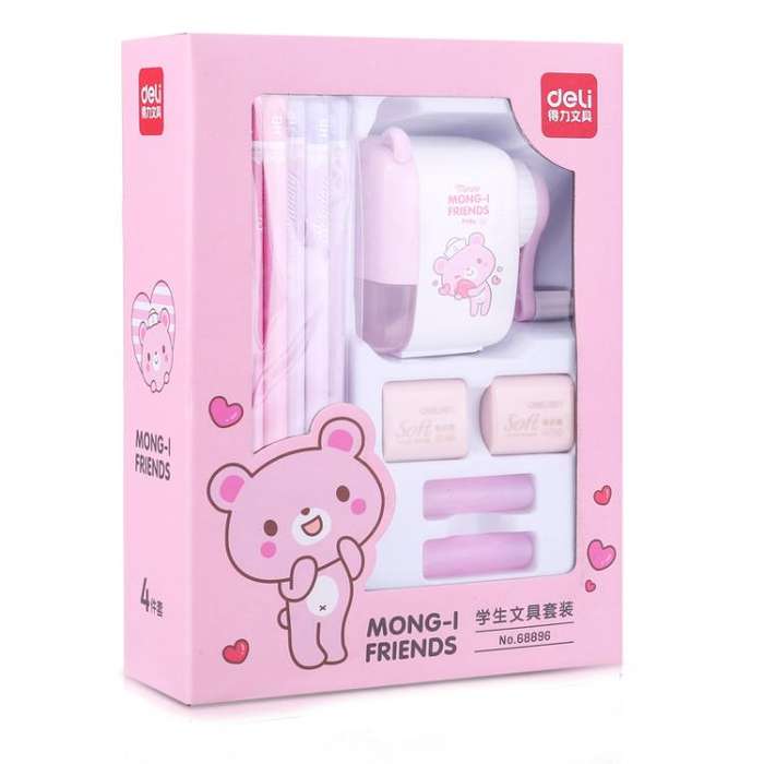 Deli 68896 Student Stationery Gift Box Set Includes 12 Pencils + 2 Erasers + 1 Pencil Sharpener +...