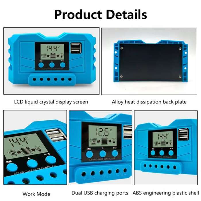 20A 12V 24V Lithium Lead Acid Solar Charge Controller PWM PV Controller With LCD Display