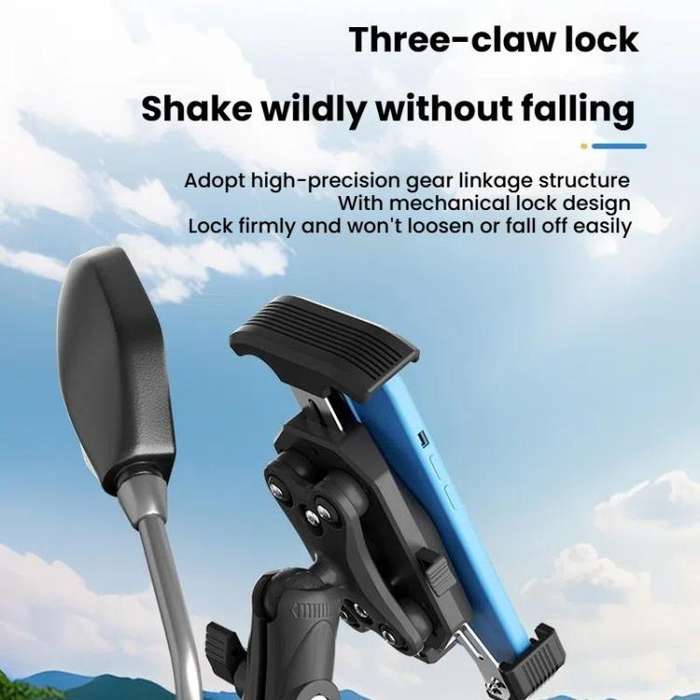 Motorcycle Shock-absorbing Rotatable 3-claw Mobile Phone Holder, Style: Rearview Mirror Type