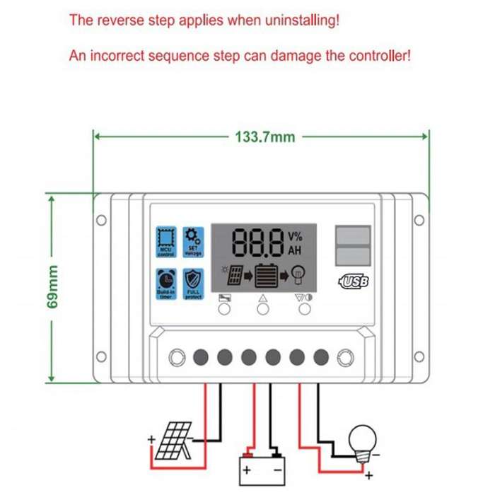 10A 12V 24V 11.1V Solar Controller PV Solar Charge Controller