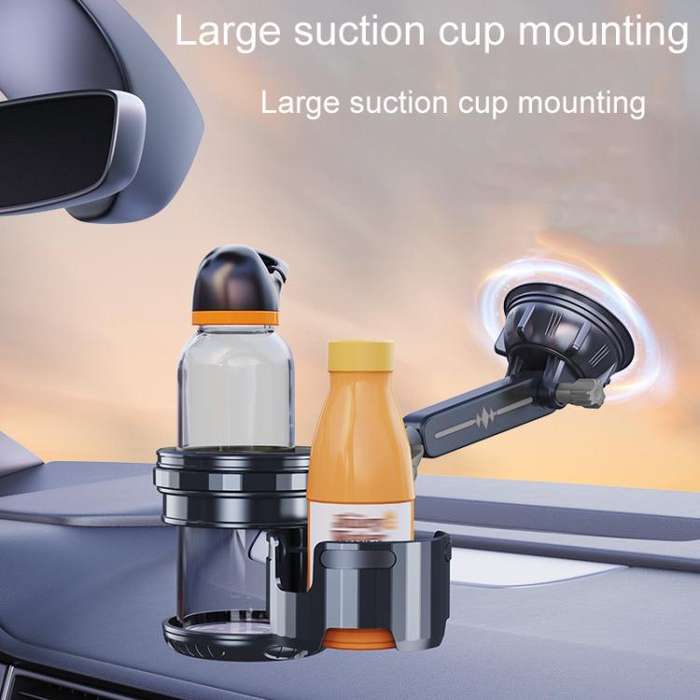 Car Multifunctional Water Cup Holder Auto Large Suction Cup Mounted Drink Rack, Style: Short Rod ...