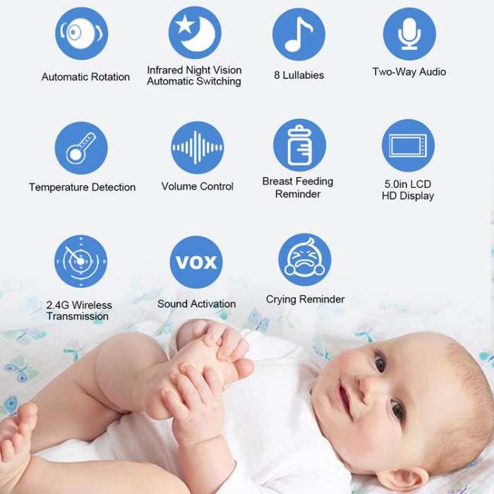 5 inch 1080P HD Baby Watcher Baby Monitor Camera EU Plug