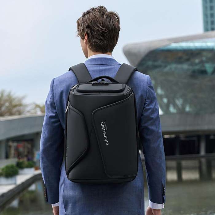 Wiersaam Men Anti-Theft Business Travel Backpack Water-Resistant Laptop Backpack With USB Chargin...