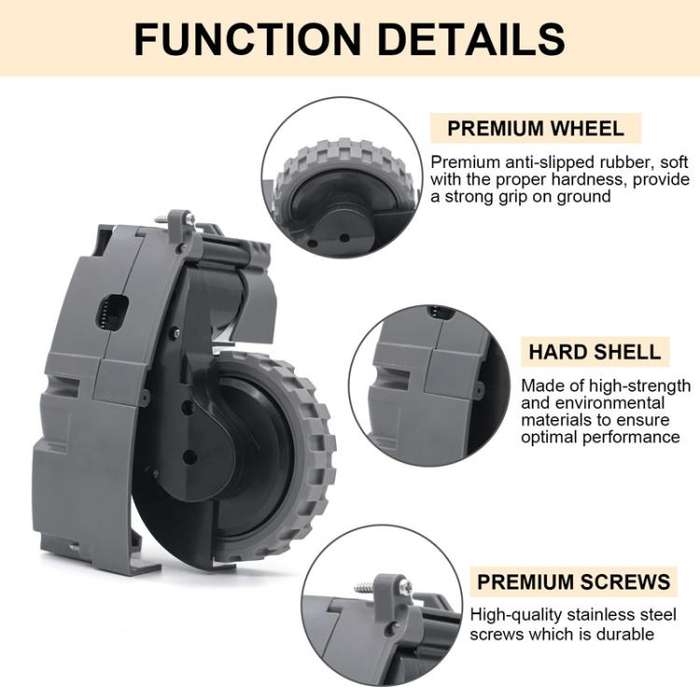 For IRobot Roomba 5/6/7/8/9 Series Walking Wheels Vacuum Cleaner Accessories Left+Right Wheel-Black