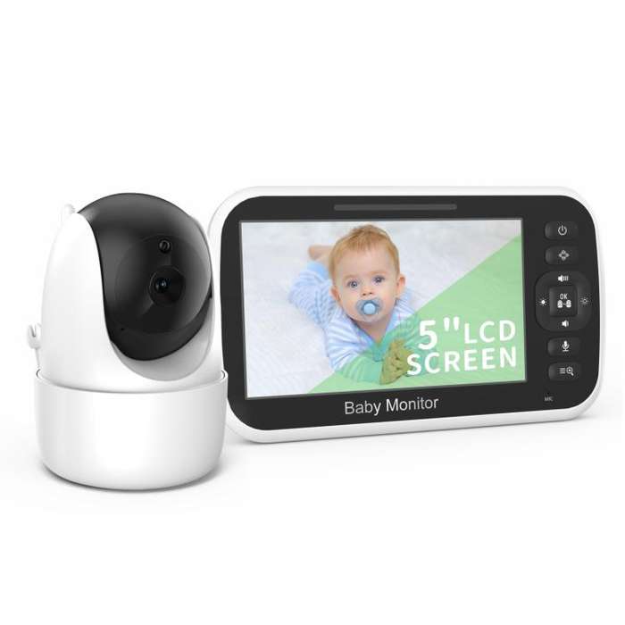 5 inch LCD Screen Auto Night Vision Baby Monitor EU Plug