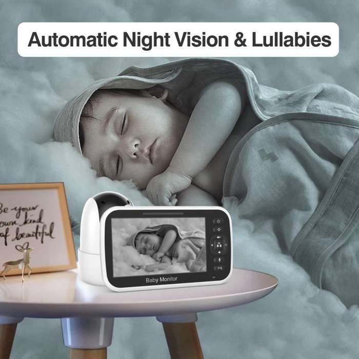 5 inch LCD Screen Auto Night Vision Baby Monitor EU Plug
