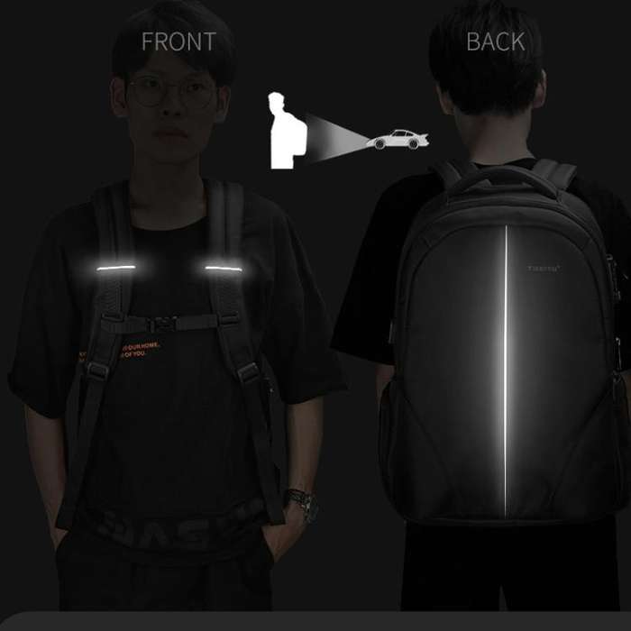 Tigernu Expandable Men Business Anti-Theft Laptop Backpack With USB Charging Port, Reflective Str...