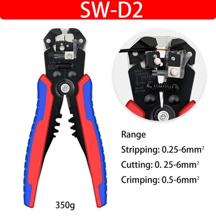 D2 Automatic Multifunctional Crimping And Stripping Pliers Portable Electrician Wire Tools(Red Bl...