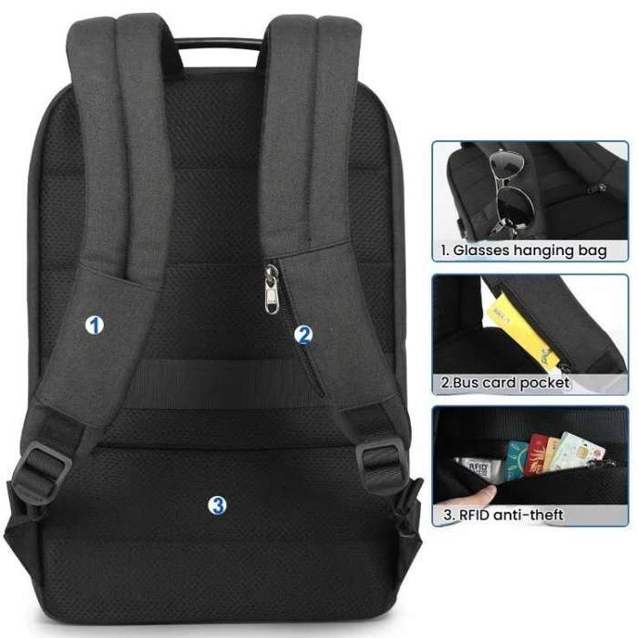 Tigernu 19-inch Expandable Men Anti-Theft Laptop Backpack with USB Charging Port, Headphone Hole ...