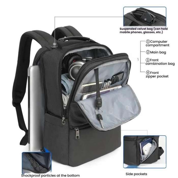 Tigernu 19-inch Expandable Men Anti-Theft Laptop Backpack with USB Charging Port, Headphone Hole ...