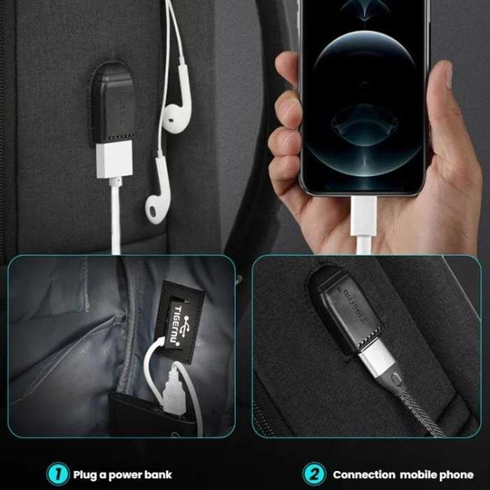 Tigernu 19-inch Expandable Men Anti-Theft Laptop Backpack with USB Charging Port, Headphone Hole ...