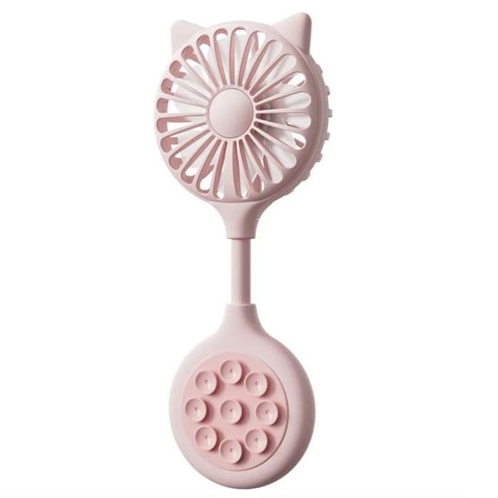 Mini Suction Cup Fan USB Rechargeable Desktop Portable Folding Fan(Pink)