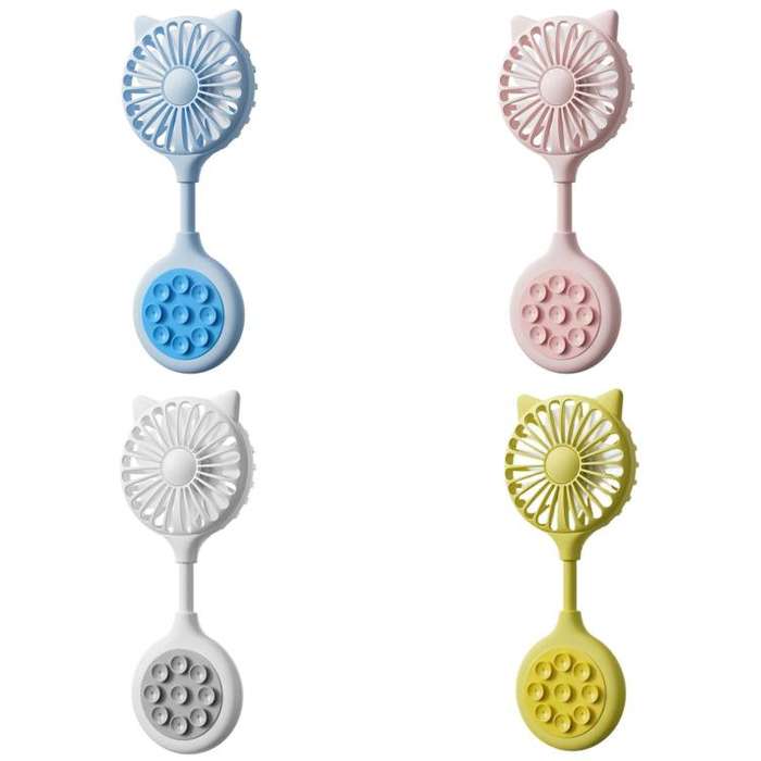 Mini Suction Cup Fan USB Rechargeable Desktop Portable Folding Fan(Blue)