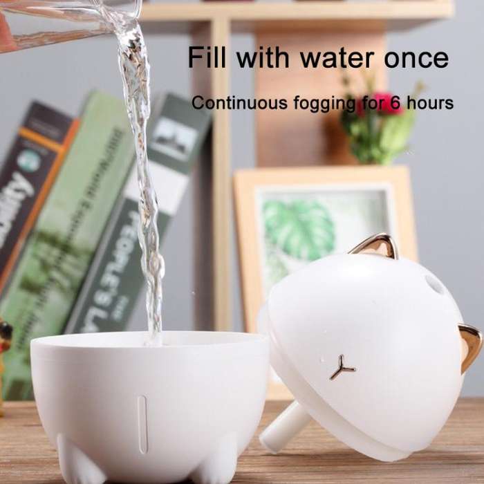 Cute Cats Portable Humidifier Mini USB Home Mute Bedroom Office Desktop Air Humidifier(Pink)