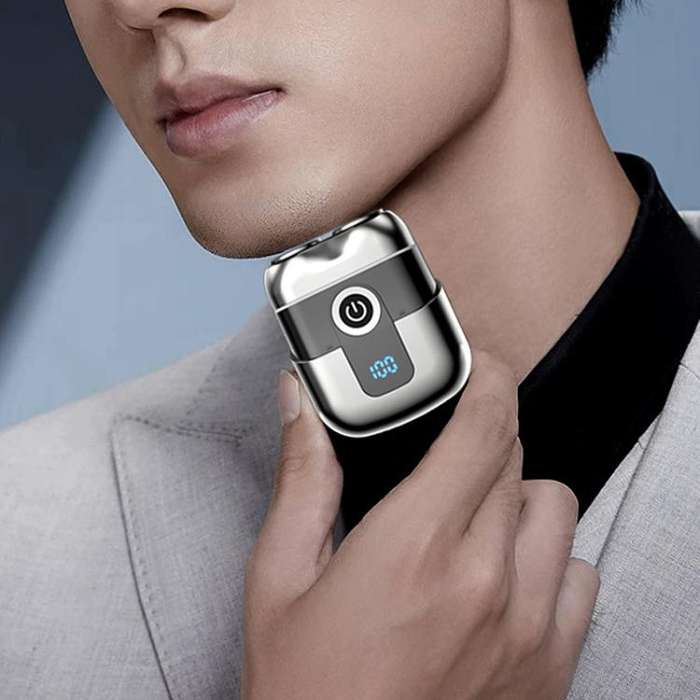 Portable Mini Dual Head Electric Shaver for Men - LCD Display, Floating Blades, Waterproof, USB-C...