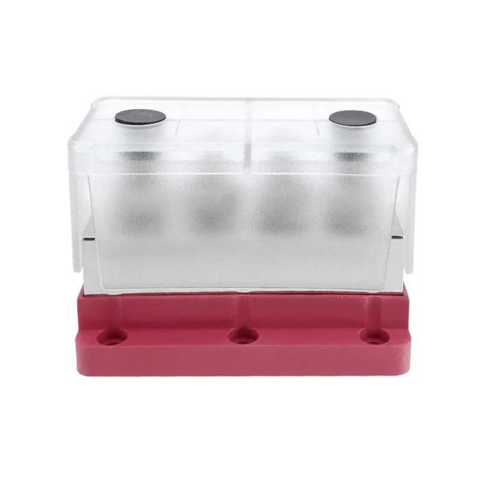600A RV Yacht Copper Bolt 4 Stud Heavy Duty Busbar Terminal, Color: Red Single