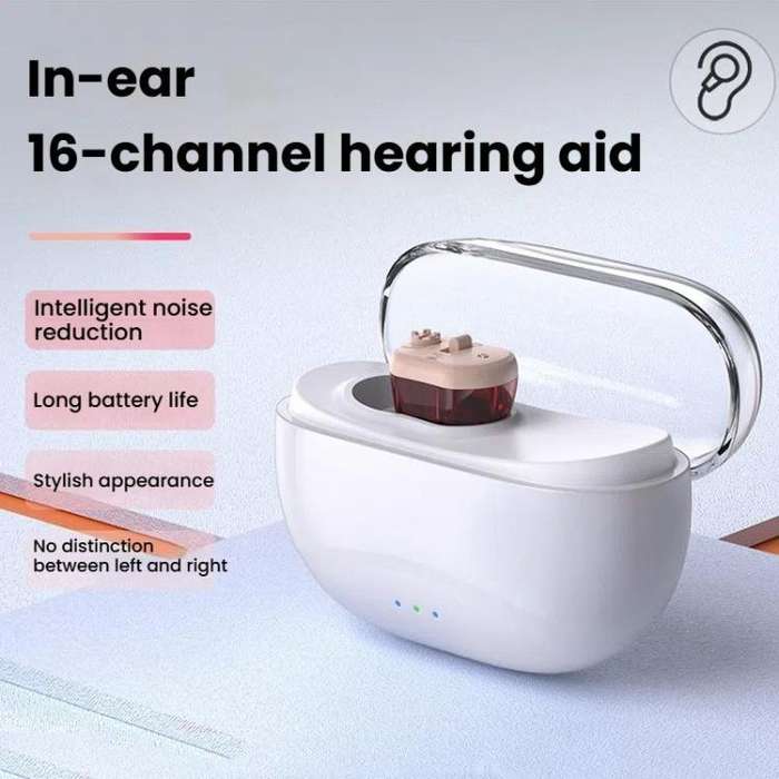 Elderly Hearing Aids In-Ear Sound Amplifier Stand-Alone Sound Collector Invisible Hearing Aids(Red)