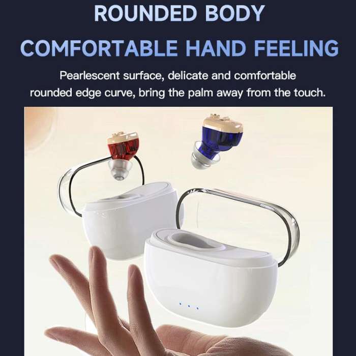 Elderly Hearing Aids In-Ear Sound Amplifier Stand-Alone Sound Collector Invisible Hearing Aids(Red)