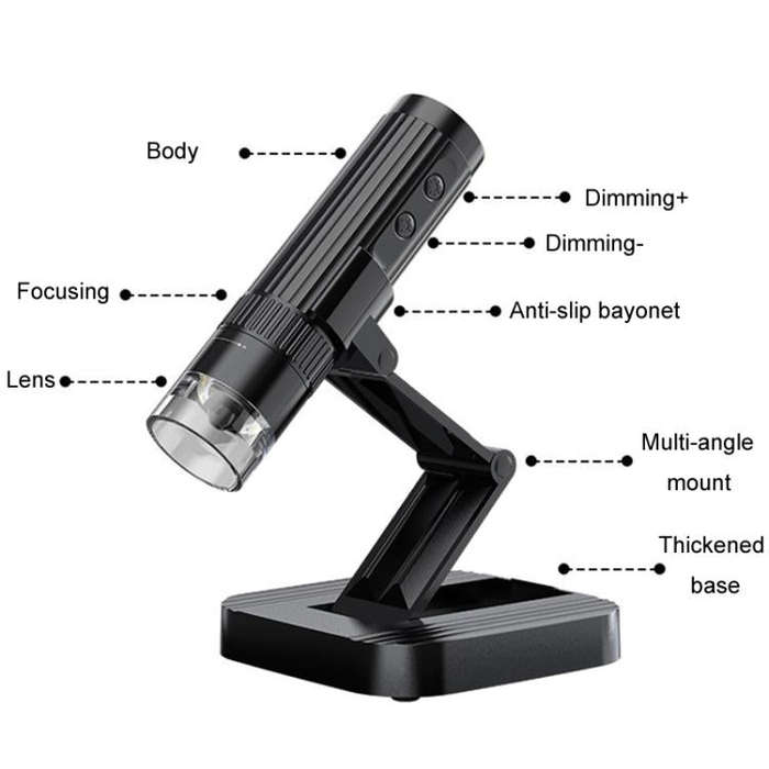 Portable 200W Pixel 1000X HD Wireless Digital Microscope(White With Holder)