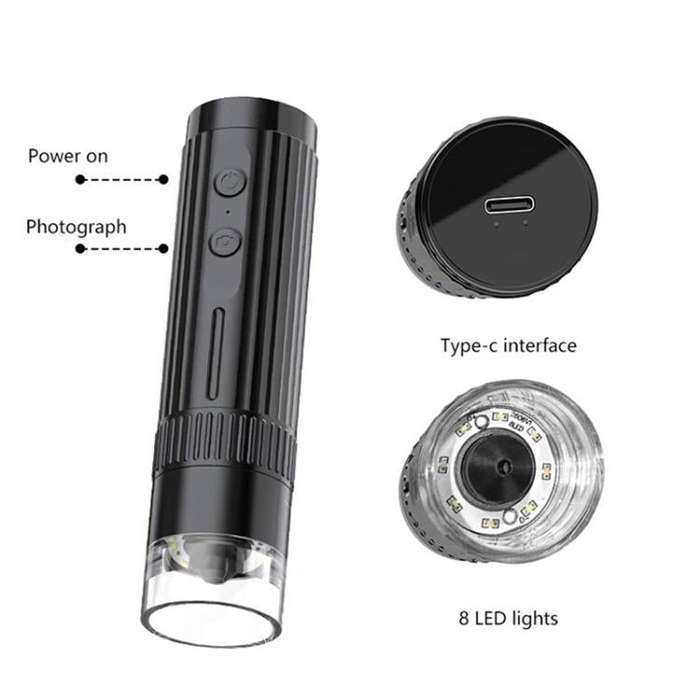 Portable 200W Pixel 1000X HD Wireless Digital Microscope(White With Holder)