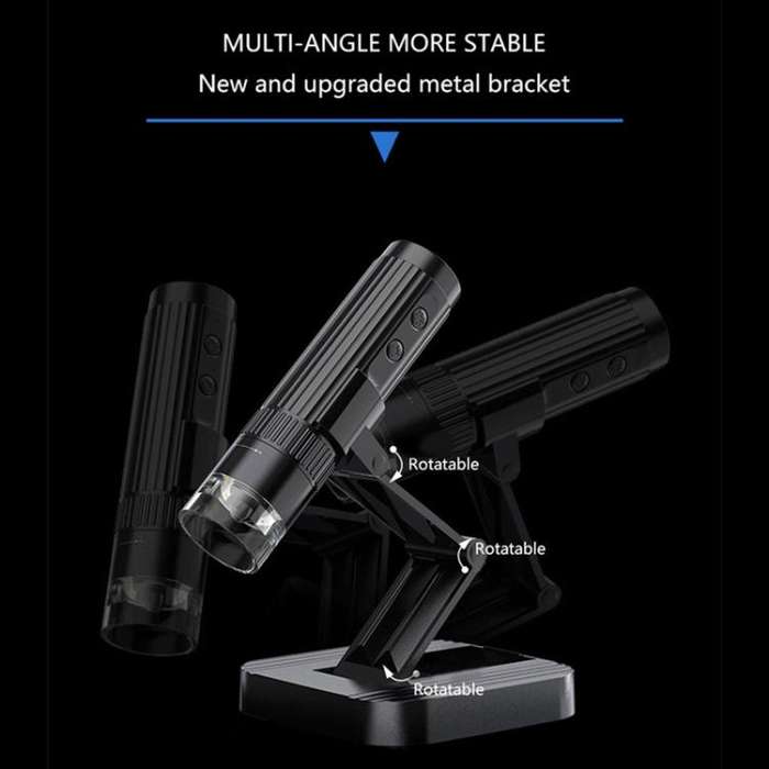 Portable 200W Pixel 1000X HD Wireless Digital Microscope(White With Holder)
