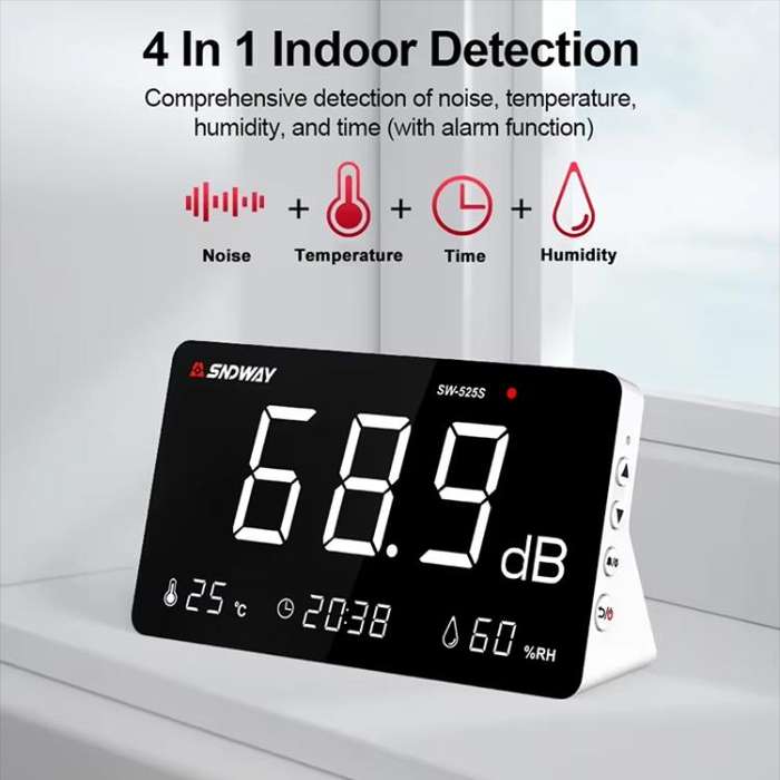 SNDWAY SW-525S Desktop Noise Meter Temperature and Humidity Meter Decibel Meter Environmental Noi...