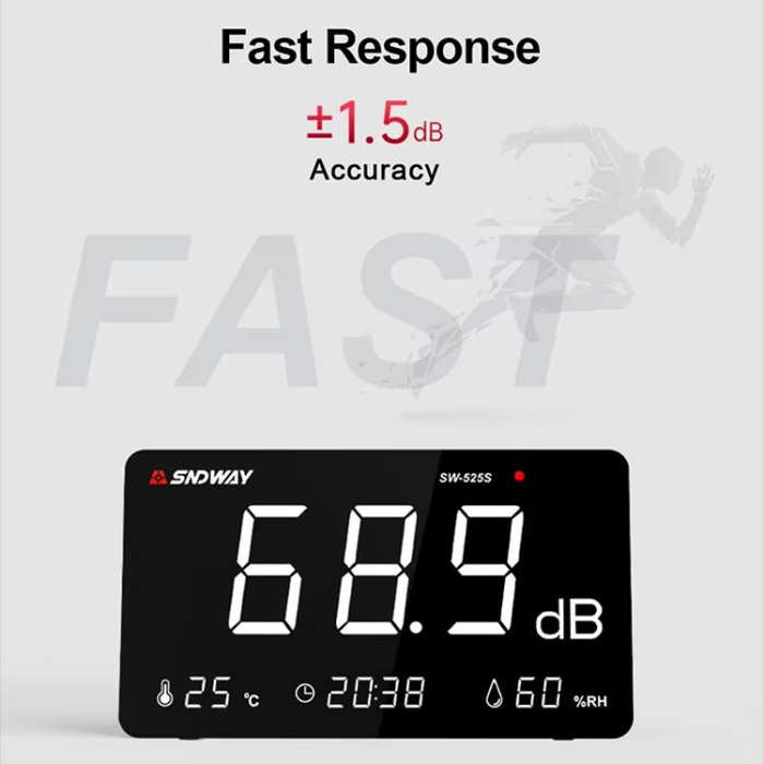 SNDWAY SW-525S Desktop Noise Meter Temperature and Humidity Meter Decibel Meter Environmental Noi...