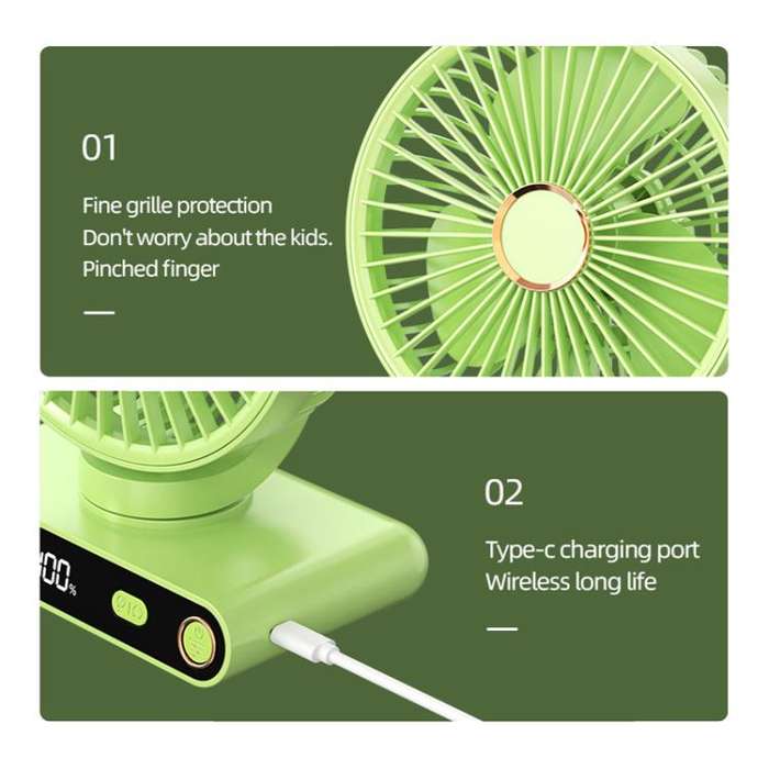 F6 LED Smart Digital Display 5-speed Wind Speed Desktop Night Light Fan, Color: Basic White