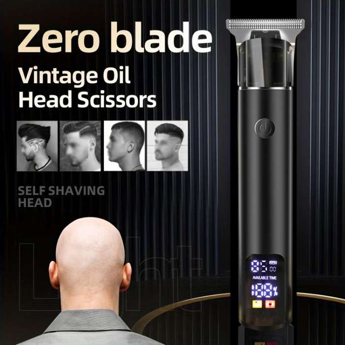 Rechargeable Haircut Kit Hair Clippers For Men - Zero Blade Trimmer For Vintage Oil Head & Bald H...
