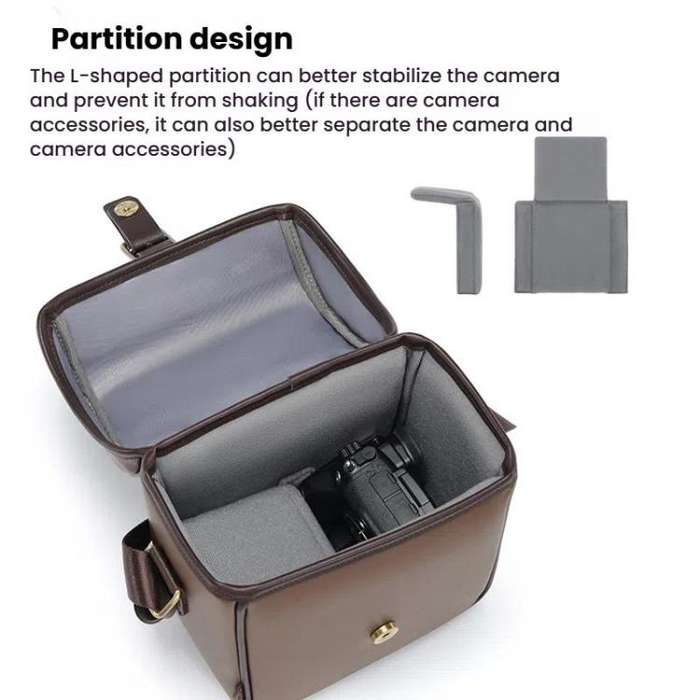 Cwatcun D185 Medium Shoulder Leisure Camera Bag Vintage PU Waterproof Micro SLR Camera Storage Ba...