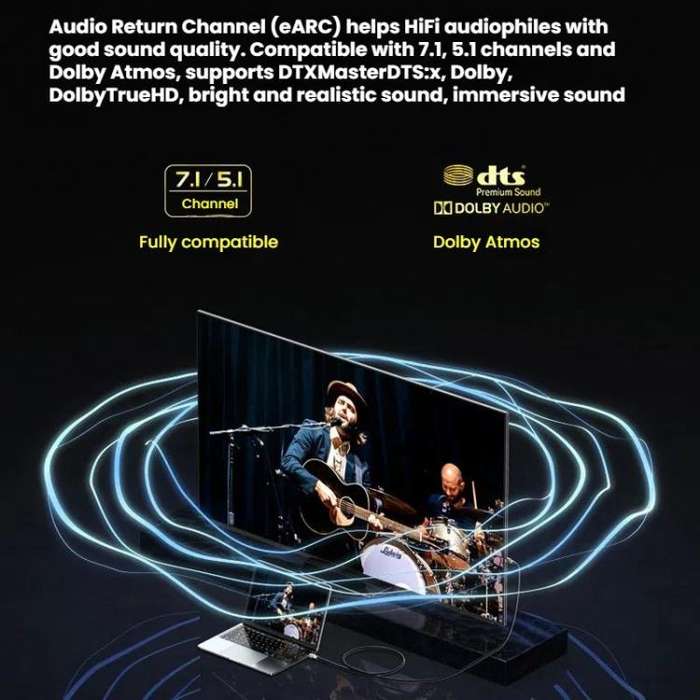 DTECH DT-HF8005 8K 60Hz HDMI 2.1 Fiber Optic Cable Dolby Atmos, EARC For PS5, Xbox, Home Theater,...