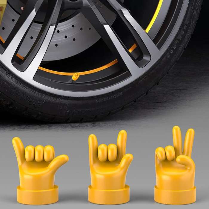 4pcs /Set Car Gesture Valve Tire Decorative Rubber Cap, Color: Black Yeah