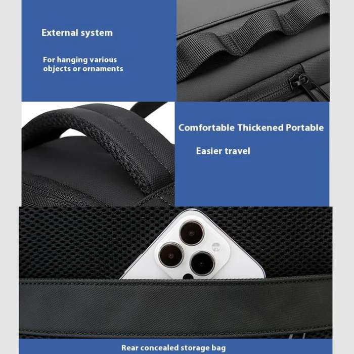 BANGE BG-3055 Men Large Capacity Shoulder Bag Expanded Capacity Business Travel Backpack(Black)