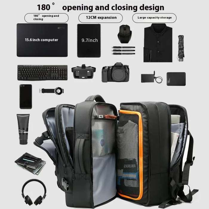 BANGE BG-3055 Men Large Capacity Shoulder Bag Expanded Capacity Business Travel Backpack(Gray)