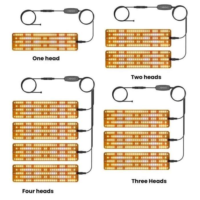 12V Sunlight-Like LED Panel Plant Growth Fill Light, Model: Four Head(UK Plug)
