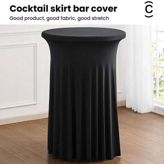 Simple Premium Feeling Business Conference Cocktail Bar Cover Round Sundress Stretch Table Cover,...