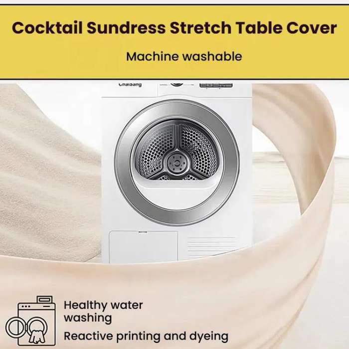 Simple Premium Feeling Business Conference Cocktail Bar Cover Round Sundress Stretch Table Cover,...