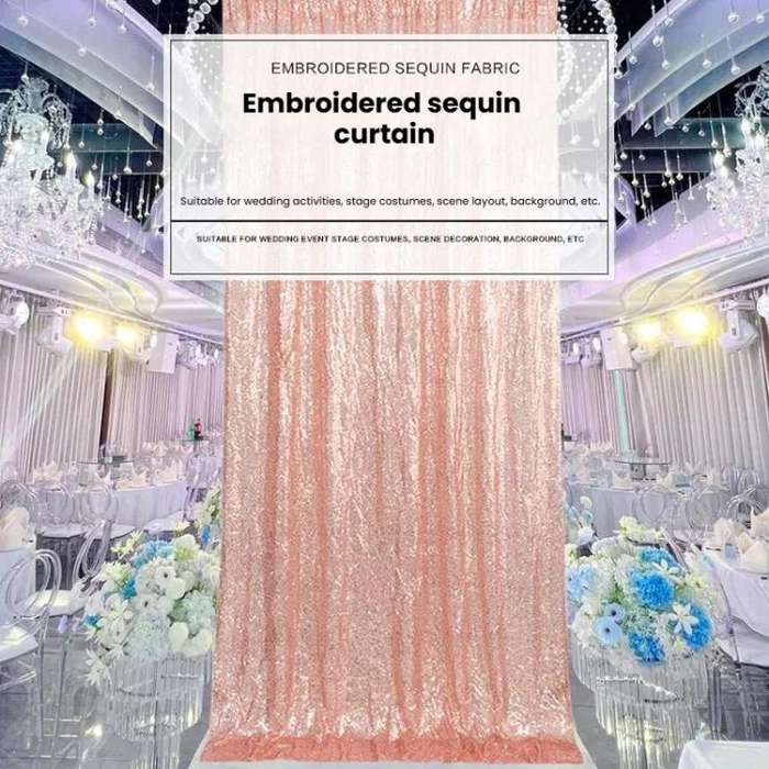 60x300cm Hotel Wedding Banquet Site Background Curtains Embroidered Cloth Sequin Curtains Festiva...