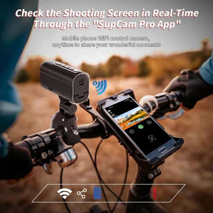 5K Action Camera WiFi Sport DV Riding Bicycle Drive Recorder With Led Light EIS Anti-shake(Black)