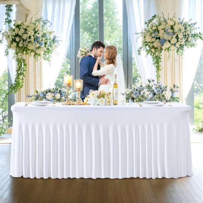 243x76x76cm Spandex Table Skirt for Rectangle Table Stretchable Wrinkle Resistant Tablecloth for ...