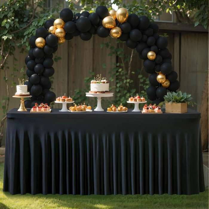 243x76x76cm Spandex Table Skirt for Rectangle Table Stretchable Wrinkle Resistant Tablecloth for ...