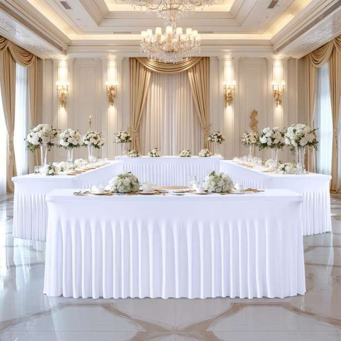243x76x76cm Spandex Table Skirt for Rectangle Table Stretchable Wrinkle Resistant Tablecloth for ...