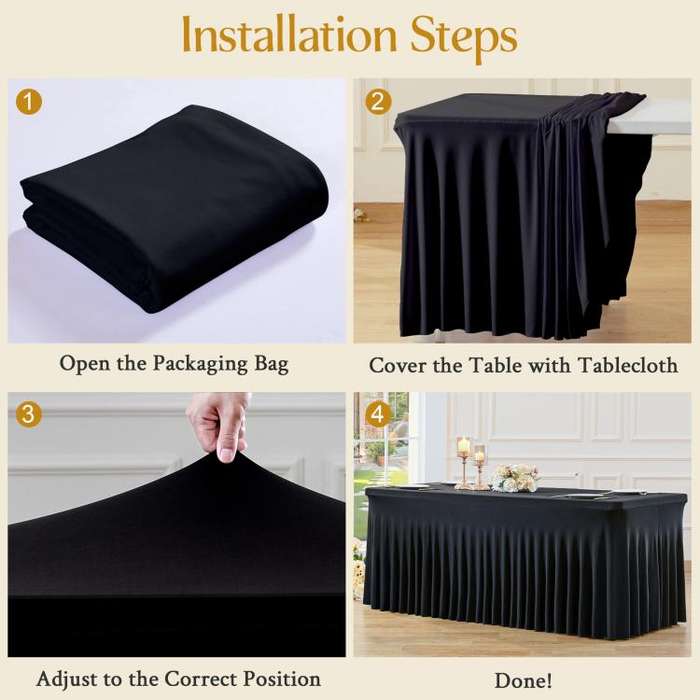 243x76x76cm Spandex Table Skirt for Rectangle Table Stretchable Wrinkle Resistant Tablecloth for ...