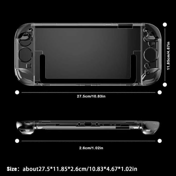 For Nintendo Switch 2 Crystal Shell Case Split Gamepad Transparent Protective Cover
