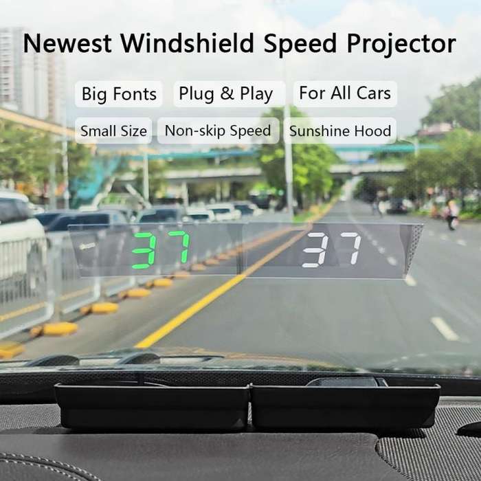 W1 Car HUD Head-up Display GPS Speedometer Speed Display, Spec: KM(Green)