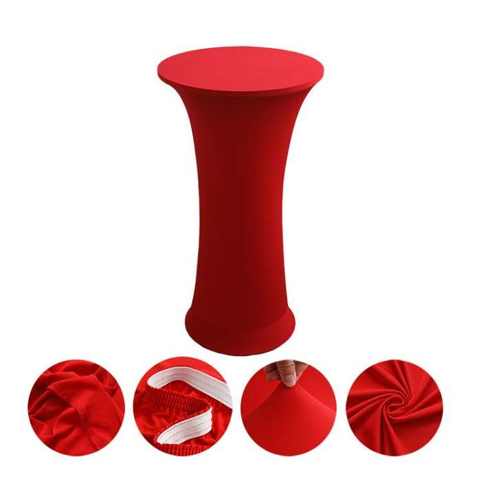 Elastic Spandex Table Cover Hotel Wedding Decor Solid Color Cocktail Round Bottom Bar Cover, Size...