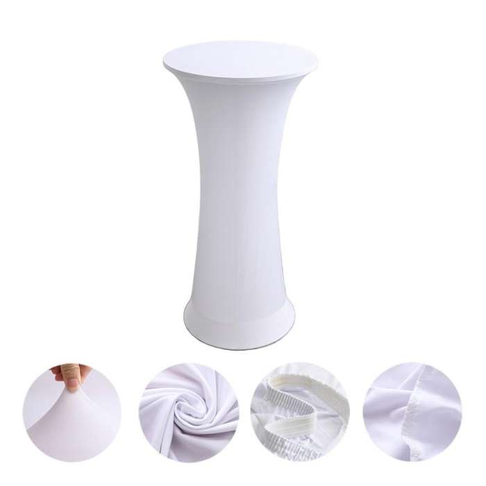 Elastic Spandex Table Cover Hotel Wedding Decor Solid Color Cocktail Round Bottom Bar Cover, Size...