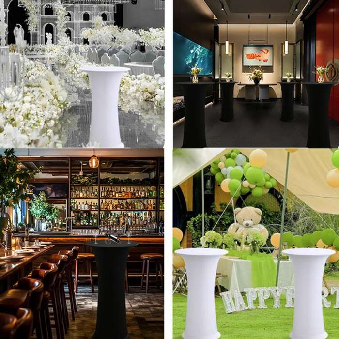 Elastic Spandex Table Cover Hotel Wedding Decor Solid Color Cocktail Round Bottom Bar Cover, Size...