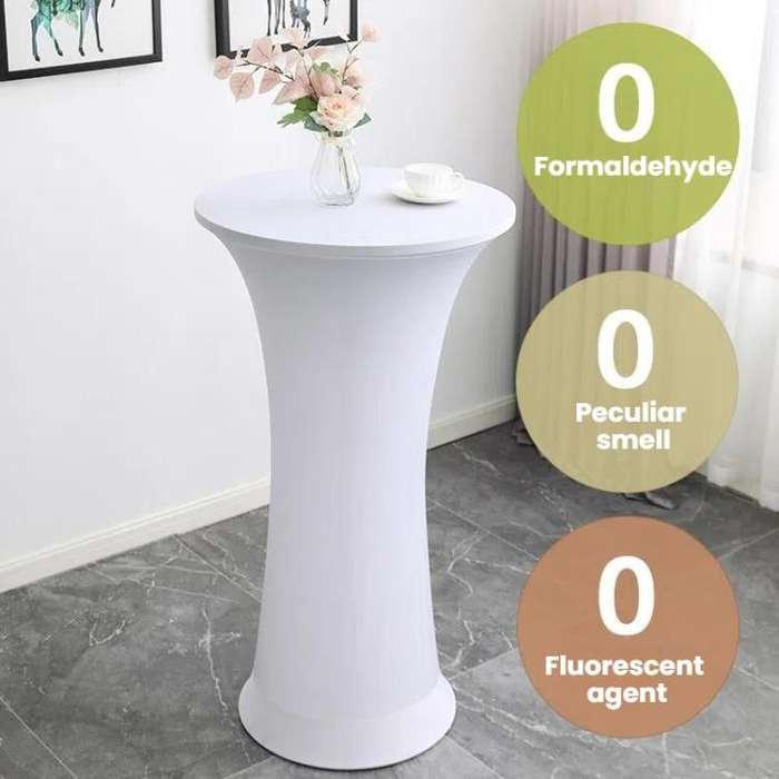 Elastic Spandex Table Cover Hotel Wedding Decor Solid Color Cocktail Round Bottom Bar Cover, Size...