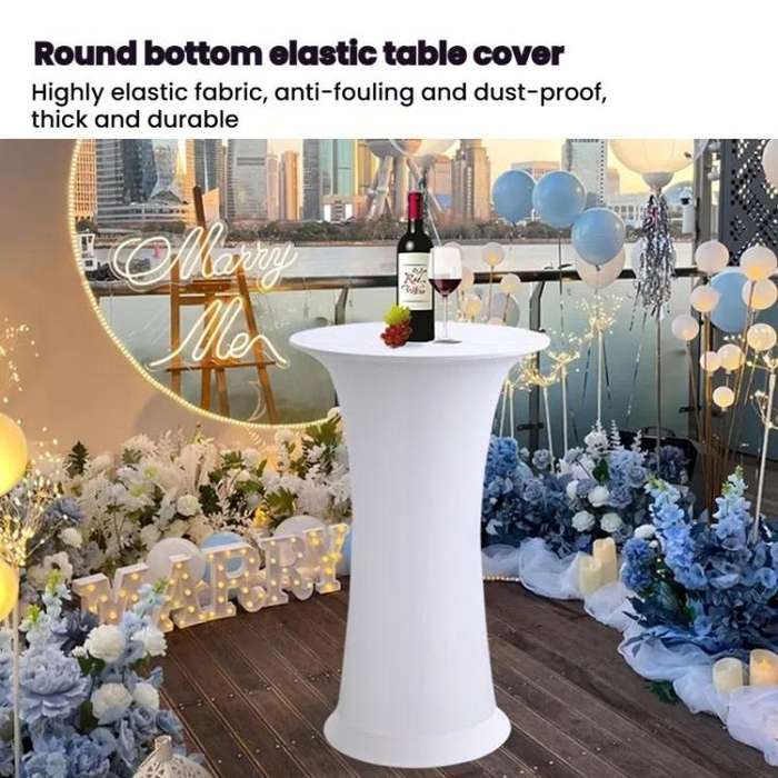 Elastic Spandex Table Cover Hotel Wedding Decor Solid Color Cocktail Round Bottom Bar Cover, Size...